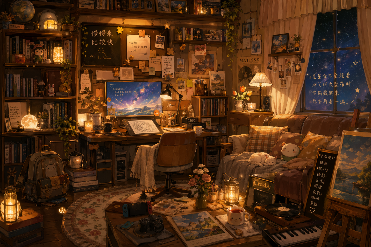 兴趣收藏室主题插画