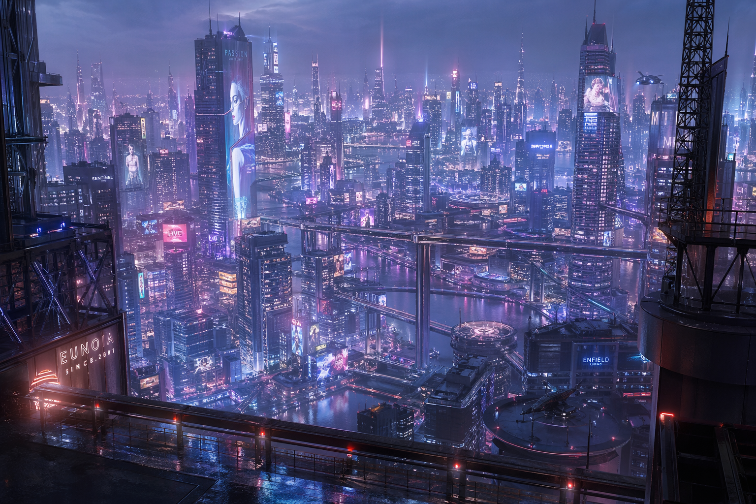 近未来赛博都市夜景