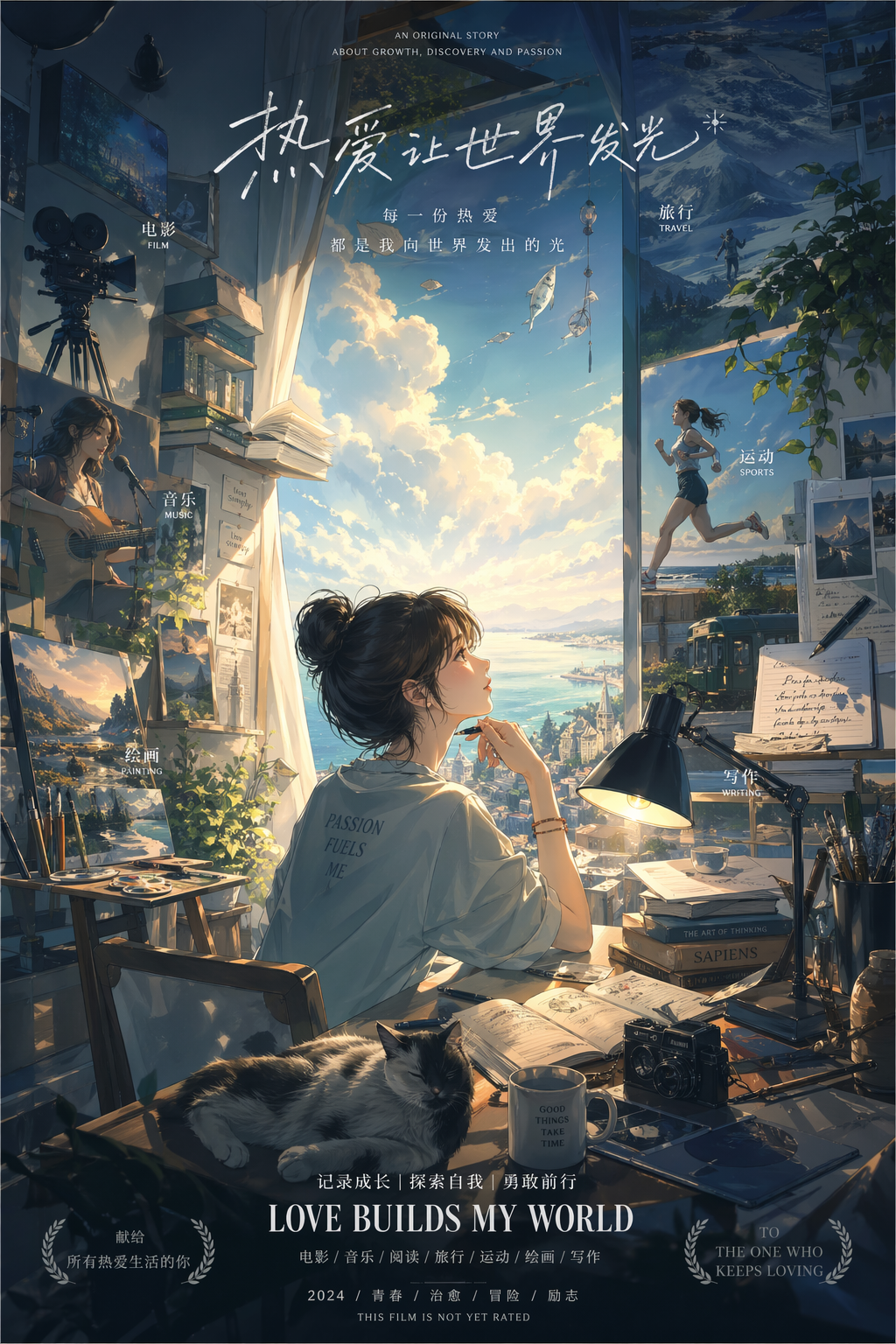 关于兴趣爱好的动漫电影海报级插画